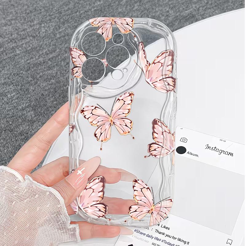 Beautiful Butterfly Pattern Printed Soft Phone Case For iPhone 17 16 Pro Max 15 14 13 12 11 Plus 17e 16e Shockproof Clear Cover