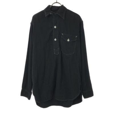 POST OVERALLS Made In USA Long Sleeve Cotton Shirt S Black Half Button Men's Used