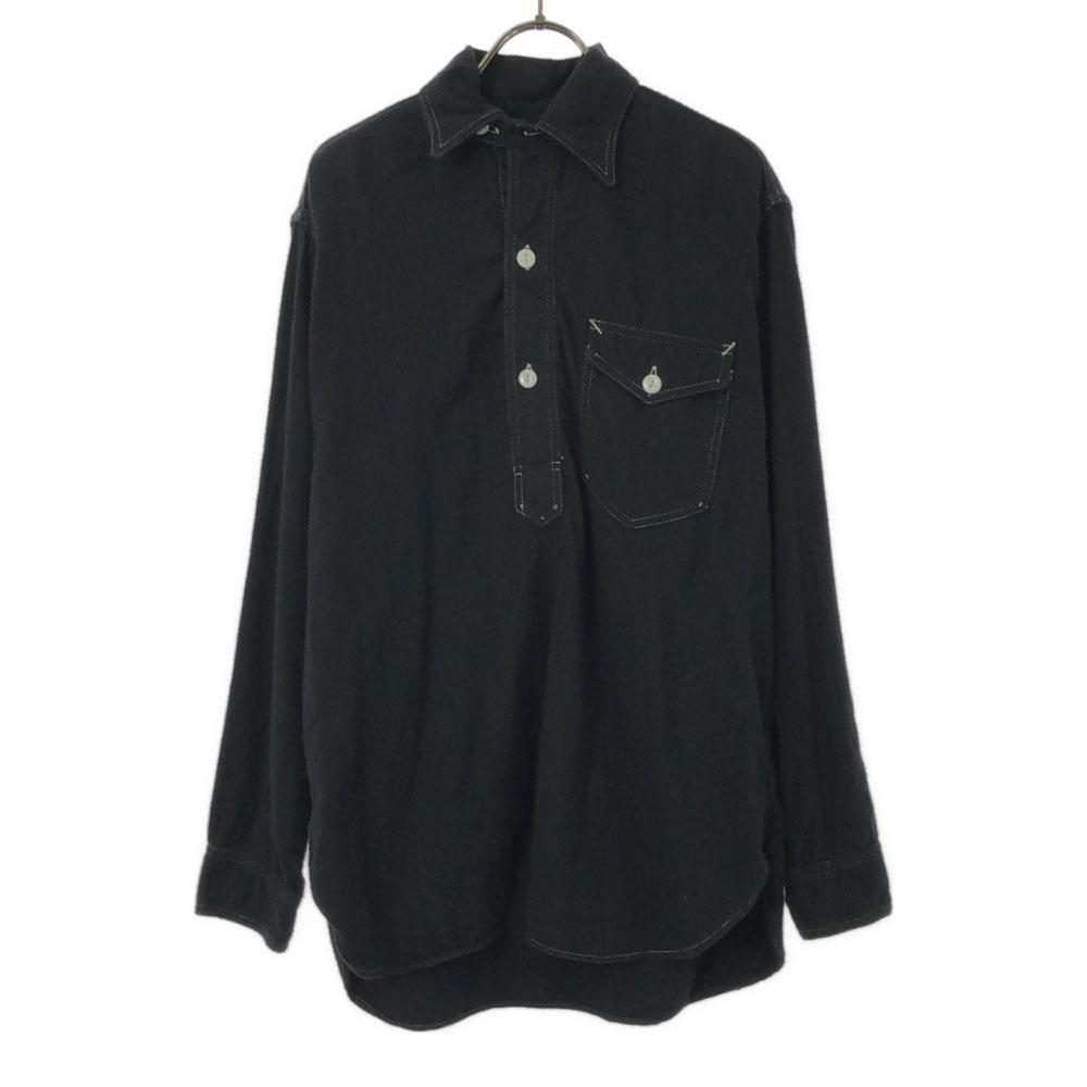 POST OVERALLS Made in USA Long sleeve Cotton shirt S black half button Men's Used