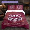 Queensland Maroons Customized Name Text Bedding Set, 1 Duvet Cover & 2 Pillowcases Personalized Bedroom Gift