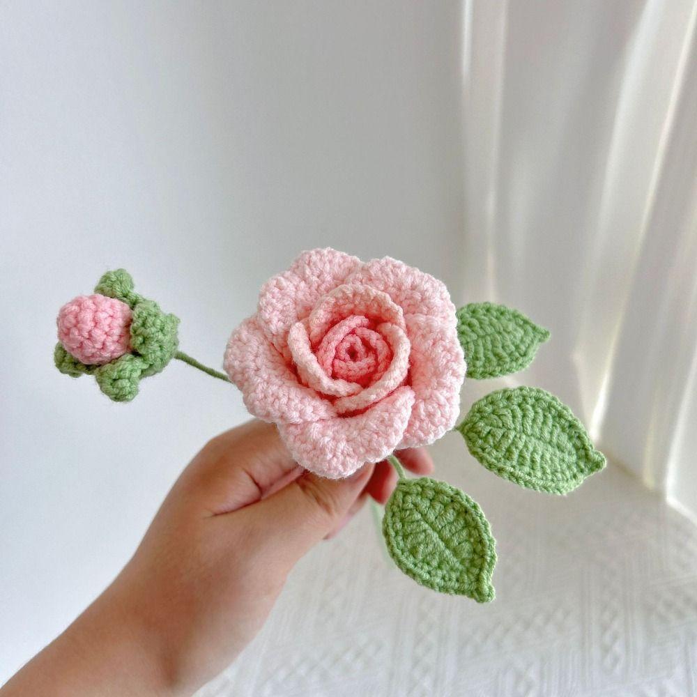 Rose Bud Crochet Bouquet Handmade Knitted Flower Premium Handwoven Rose  Handcrafted