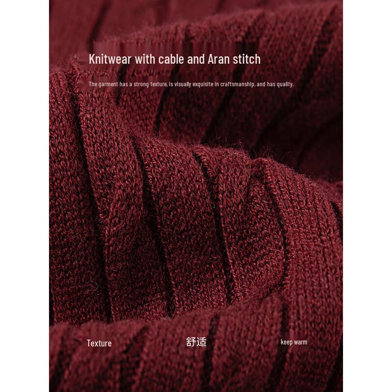Mohanyimei Wool Blend Cable Knit Polo Sweater