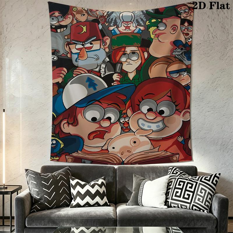 Gravity Falls Cartoon Pattern Home Decor Tapestry, Wall Hanging, Decorative RV Wall Cloth.SGT0917582