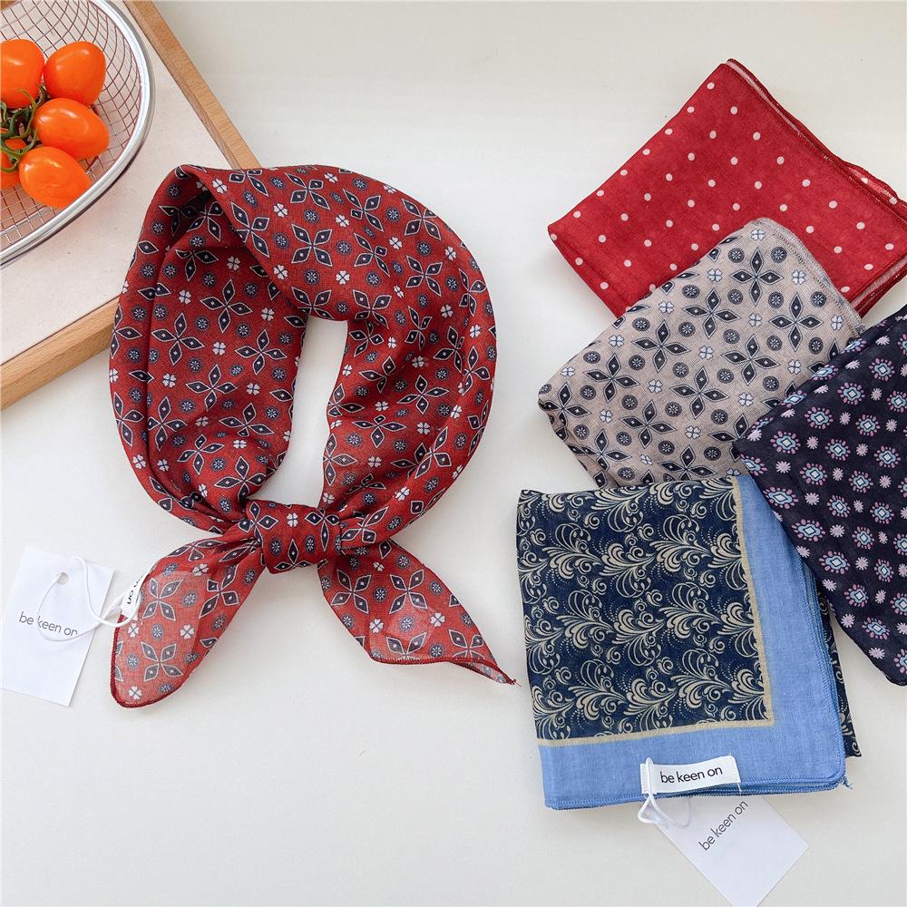 55 Floral Small Silk Scarf: Spring/Summer Korean Fashion Headscarf, Decorative Hairband, Paisley Neckerchief