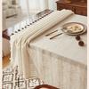 European Retro Cotton Linen Tablecloth Line Tassel Dining Table Dustproof Decorative Cover Cloth Kitchen Restaurant Party Desktop Protective Cover