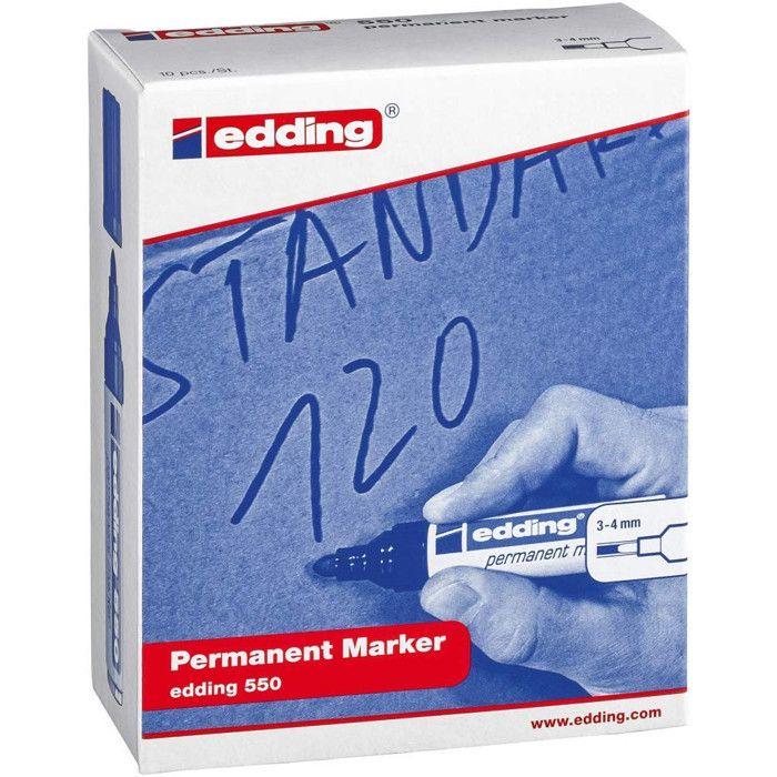 Marqueur permanent - EDDING - 550 - Rouge - Lot de 10 - Pointe ronde 3-4 mm