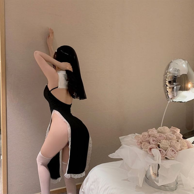 Sexy Sexy Nun Uniform Hollow Uniform Seduction Cosplay Hot Free Small Breasts Show Big