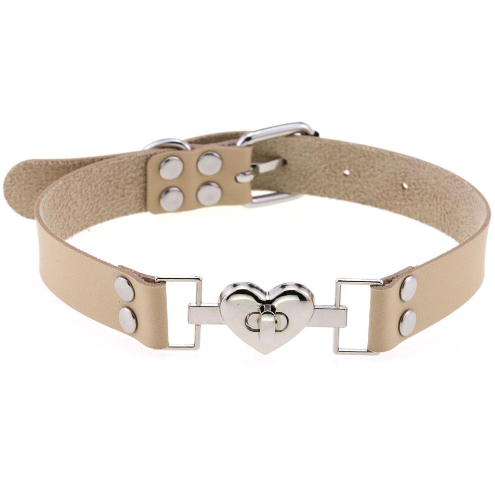 Minimal Luxury Heart Lock Choker, Punk Openable Heart Lock Leather Clavicle Necklace