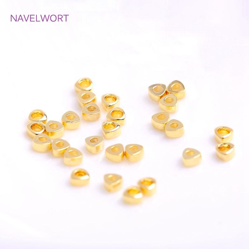 Trendy 18K Gold Plated Brass Triangular Beads Smooth Spacer Beads Supplies For Jewellery Making DIY Handmade Crafts Wholesale