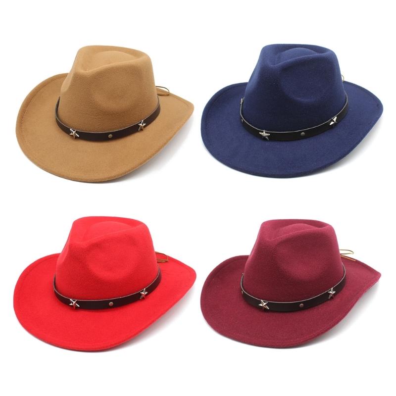 Lightweight Cowgirl Hat with Alloy Rivet Woman Ladies Cowboy Hat Party Western Style Hat Winter Outdoor Sunproof Hat