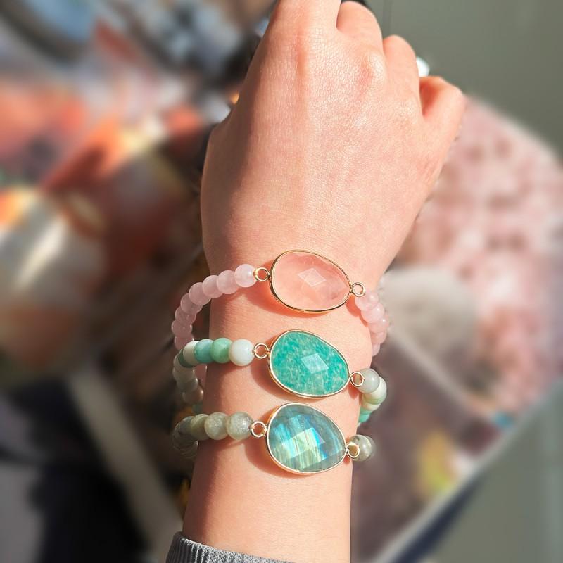 Handmade Natural Stone Bracelet Women Adjustable Crystal Beaded Wristband Fresh Sweet Style Jewelry