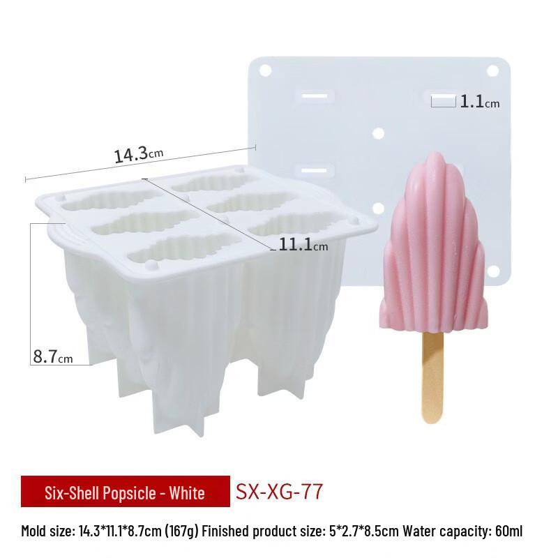 Six-Cavity Shell Silicone Popsicle Mold
