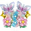 Butterfly Theme Daisy Stars Gradual Change Color Digital Aluminum Film Balloon Set Birthday Party Decoration Props
