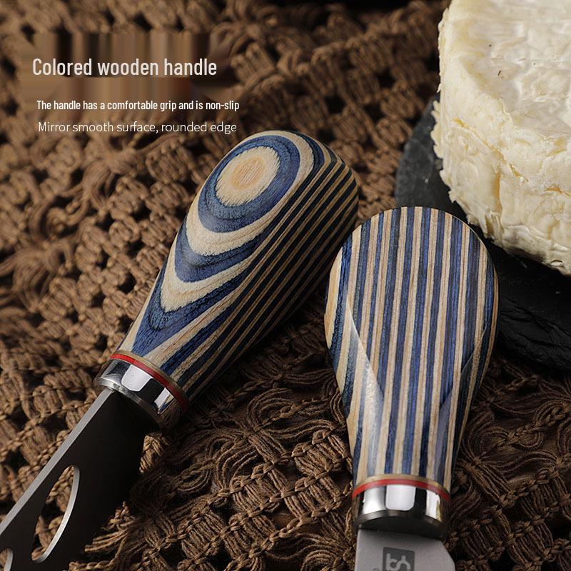 High-End Titanlegierung Käsemesser mit blauem Holzgriff - Westliches Tafelgeschirr Butter- und Marmeladenmesser