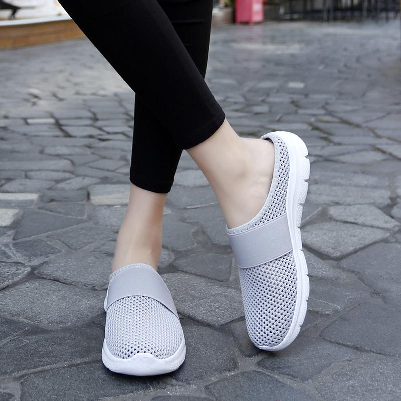 Women Slippers Casual Sandals  Backless Sneakers Summer Slip on Black Lightweight Orthopedic Shoes Large Size