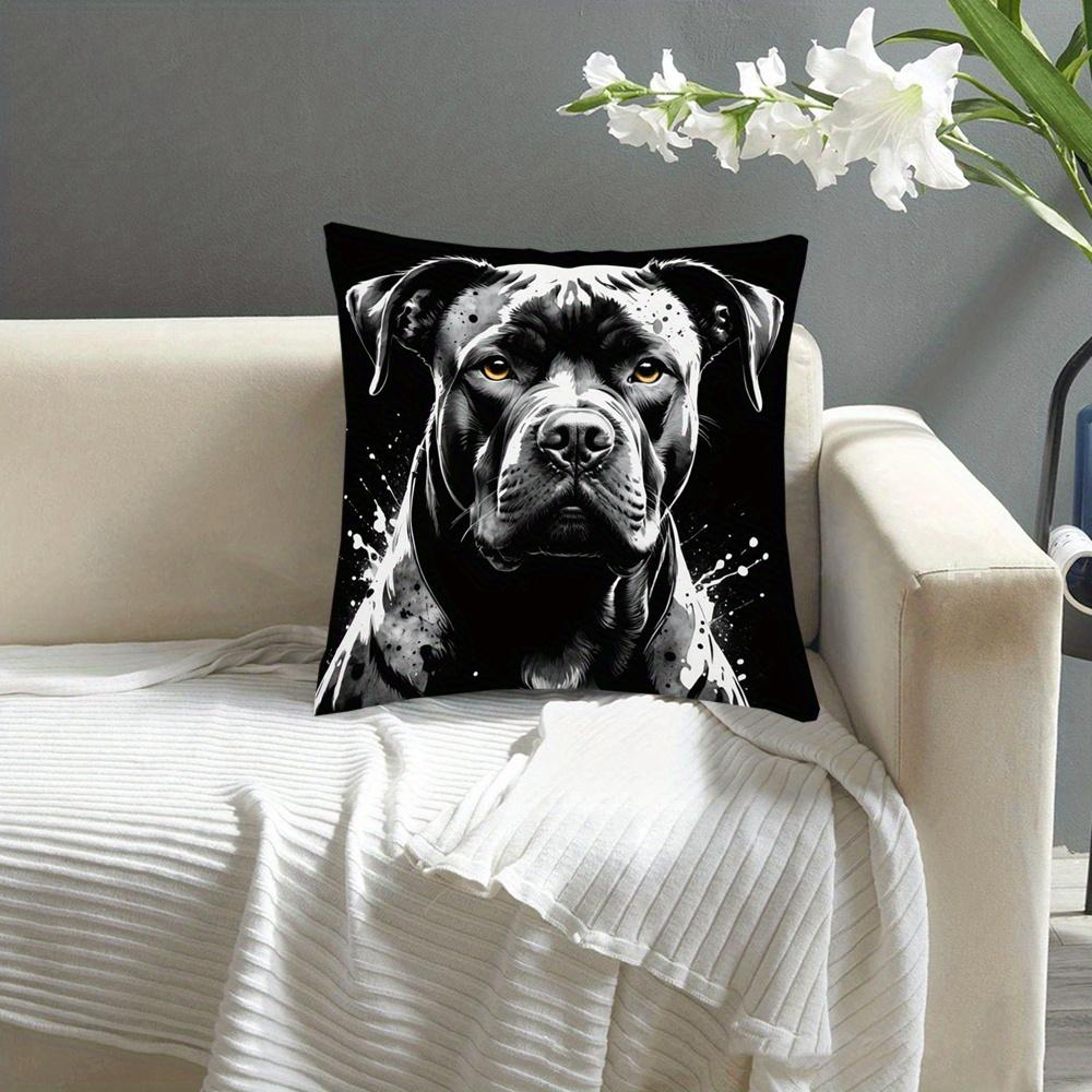 Double Sided Vintage Staffordshire Bull Terrier Dog Print Soft Throw Pillow Cover For Home And Sofa Decoration
