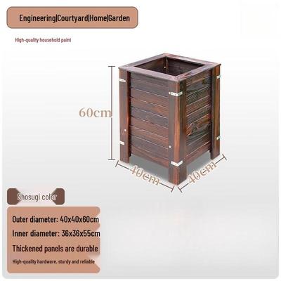 Hualongdun Carbonized Solid Wood Outdoor Planter Box