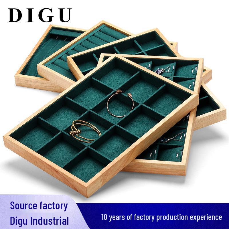 Digu Massivholz Schmuck-Präsentationsschale mit 12 Fächern für Ringe, Halsketten und Armbänder