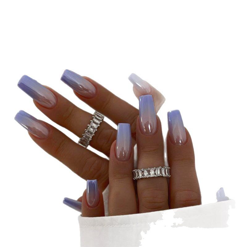 Nail art 24 pieces electroplating collection, Spice Girl wind electroplating gradual change medium and long wear nail wholesale