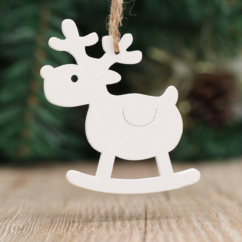 DIY Gifts Drop Pendant Christmas Tree Decoration Santa/Elk/Angel Wooden Ornaments Xmas Hanging