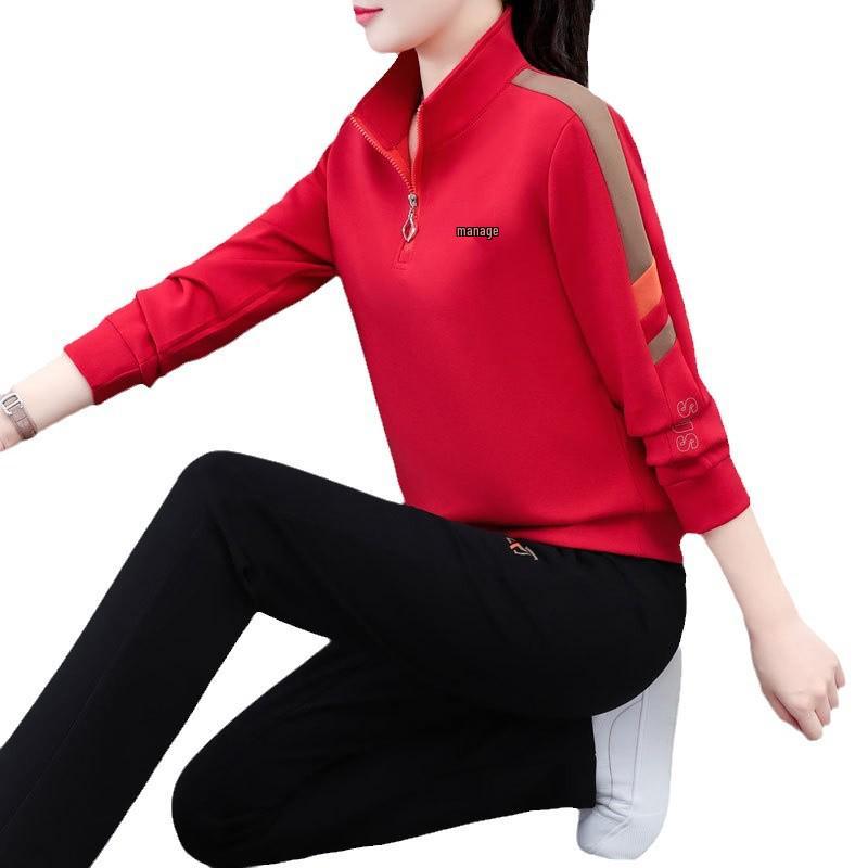 Women's Casual Two-Piece Set - 2025 Spring/Autumn New Style for Square Dance, Plus Size Sportswear