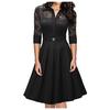 Plus Size Women Lace Long Sleeve Midi Dress Ladies Cocktail Evening Party Dress