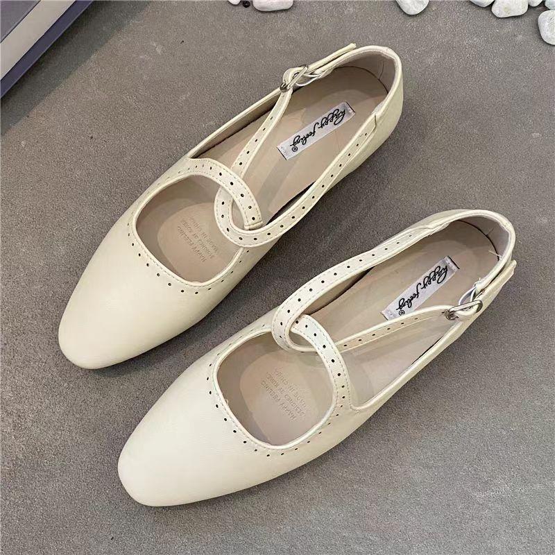 Frühjahr und Sommer 2025 neue Retro-Damen-Mary-Jane-Schuhe mit gekreuzter Schnalle, lässige, weiche, niedrige, bequeme, vielseitige Einzel-Schuhe