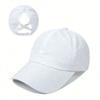Solid Color Baseball Cap With Mesh Panel Ponytail Opening Quick Dry Sun Protection Casual Outdoor Hat
