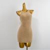 Withdraw from Cupboard Autumn Solid Color Knitting Mink-like Wool Sleeveless Silm Soft Furry Hip-Wrapped Sleeveless Dress Women's Clothing