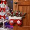 Glowing Twinkling Xmas Gloves Garland Artificial Pines Branches Berries Frosted Pines Cones Holiday Atmosphere Party