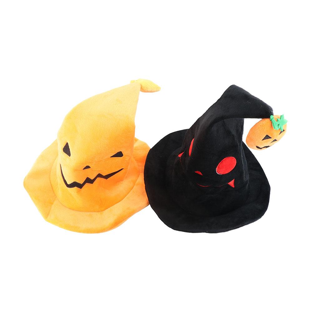 Pumpkin Halloween Hat Plush Devil Cap Portable Halloween Witch Wizard Hat  Children