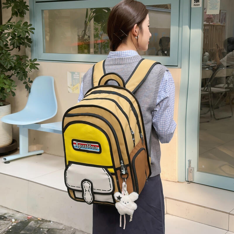 Rucksack mit großem Fassungsvermögen, 2D, Cartoon, Stereo, Schultasche für Studenten
