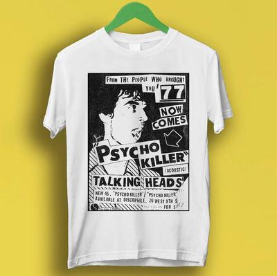 Talking Heads Psycho Killer להקה פאנק רוק פוסטר מתנת מוזיקה חולצת טי חולצת טריקו לגברים ונשים זהה צווארון עגול חולצת טריקו מכותנה טהורה