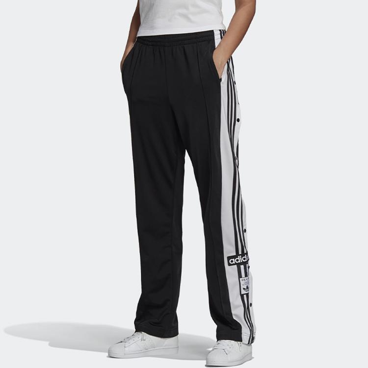 Adidas Originals Trefoil Side Button Spliced Straight Leg Track Pants Japanese Edition Women Bottoms Black GN2807