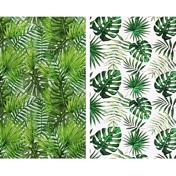 2 Pieces 54 x 108 Inch Hawaii Palm Leaves Tablecloth Plastic Tropical Jungle Tablecover Rectangular Luau Safari Hawaiian Themed Birthday Party зелёный