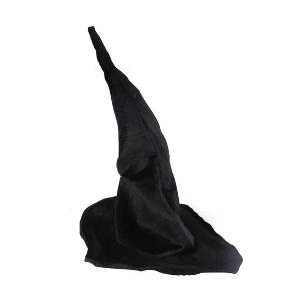 Black Devil Cap Folds Wool Knit Hat Vintage Halloween Party Headgear Cosplay Costume