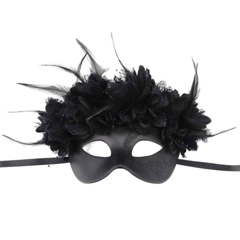 Feathered Masquerade Mask Halloween Party Eye Mask Half Face Mask for Women Cosplay Masquerade Decoration Eyewears