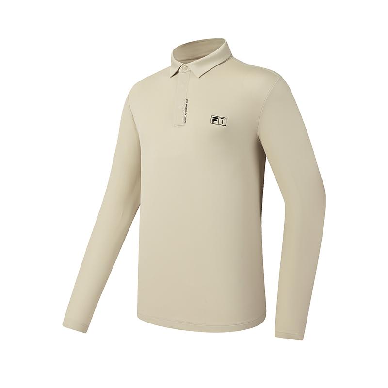 Fila Серия Гольф Простой Классический Модный Спортивный Удобный Лонгслив Поло Мужские топы Пшенично-Бежевый A11M615206FBG M