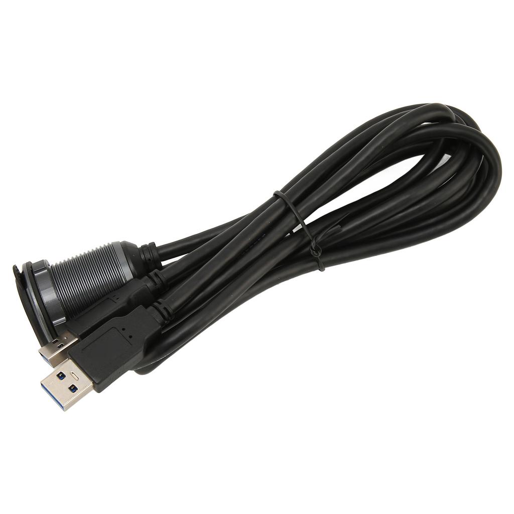 2 Ports Dual USB 3.0 Male to USB 3.0 Female Car Mount Flush Cable 3.3ft Plug and Play Waterproof