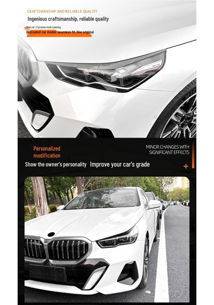 BMW 5 Series i5 G60/G61 2024+ Headlight Eyebrows Stickers - Exterior Trim Modification.