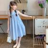 Summer Children Girl Sleeveless Dress 2-10Y Kids Girl Round Collar Infant Babys Girl Dress Cotton Side Pockets Little Girl Dress