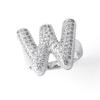 Letter Design Ring with Clear Stone Detail, Copper Base Fashion Jewelry for Daily Outfits, Party Styling and Gifts