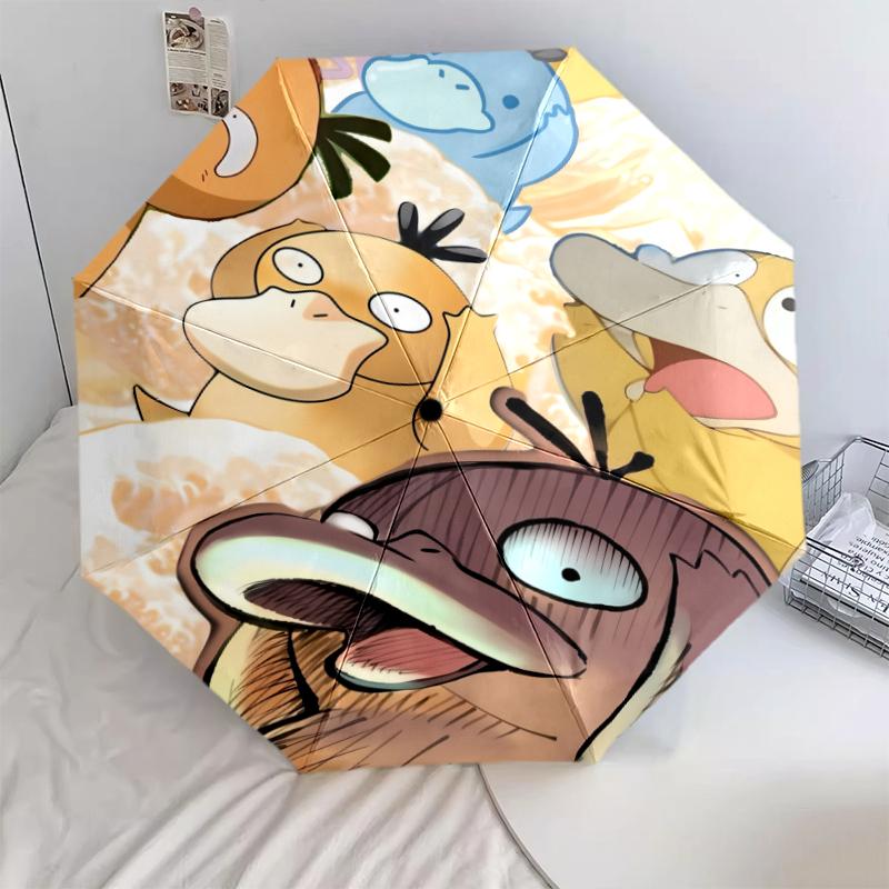

Psyduck pattern, automatic folding umbrella, portable and foldable design, 8 ribs, a Christmas or birthday gift.