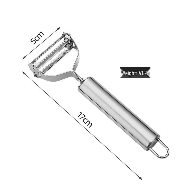 Stainless Steel Double-Headed Julienne & Melon Peeler with Smiley Face Design