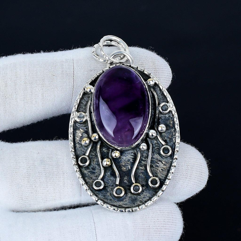 Amethyst Pendant, 925 Sterling Silver Handmade Jewelry, Amethyst Silver Pendant, Party Wear Jewelry For Women's, Pendant Christmas Gift