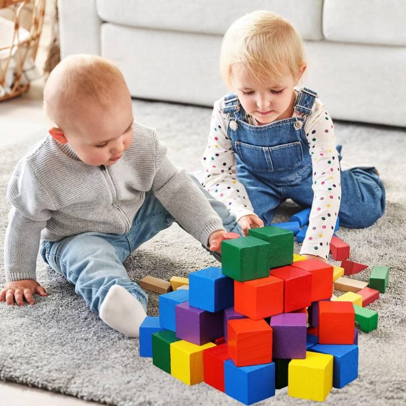 Dimensional Three Colourful Square Building Blocks Early Educational Kids Toys