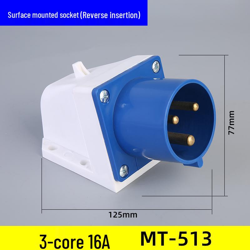 Waterproof Industrial Aviation Plug Socket: 16/32A Three-Phase Connector, 3-5 Pin, Recessed/Surface Mount Options