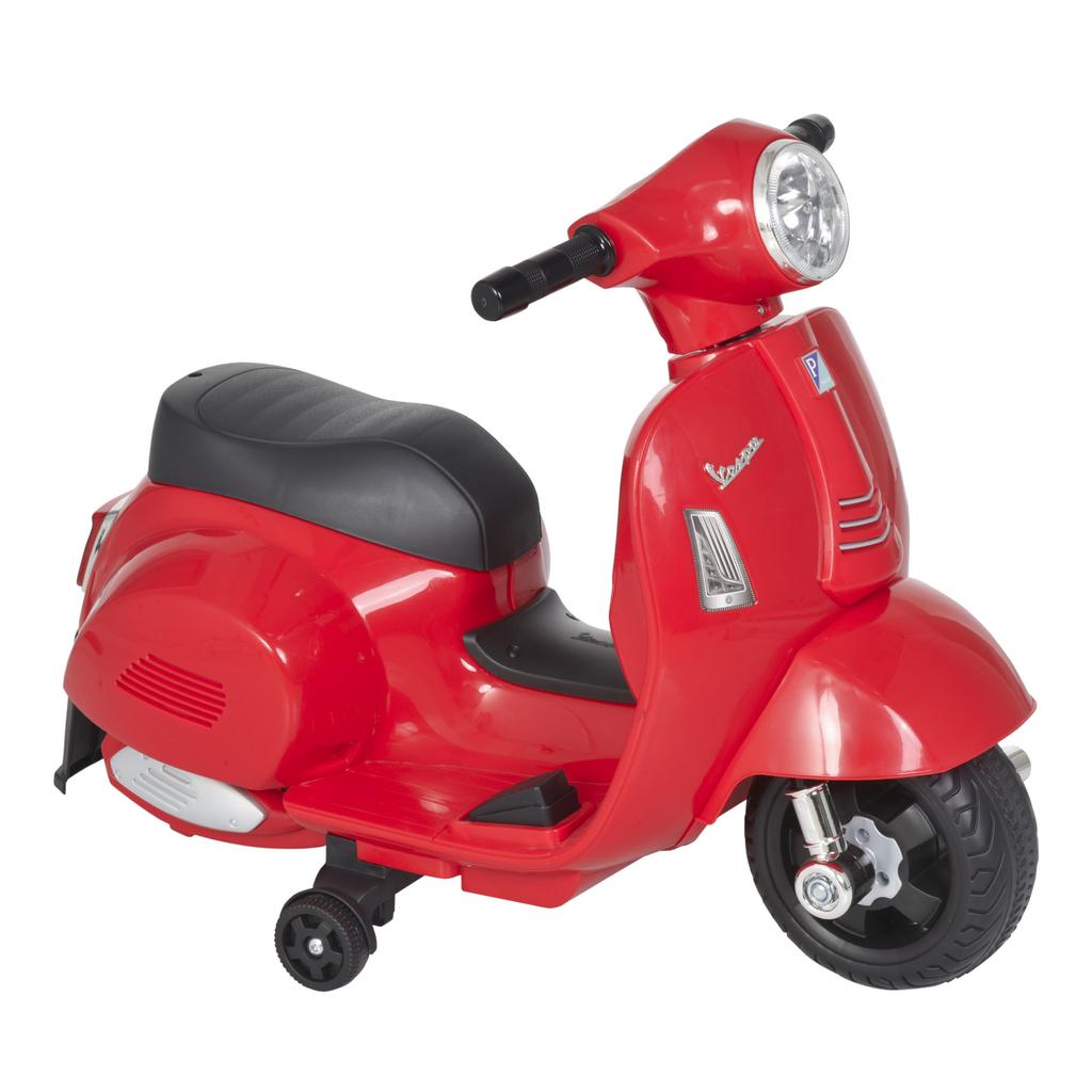 Motocicletta Elettrica per Bambini Vespa Moto Elettrica con Luce LED, Suono, Moto Elettrica per Bambini da 18-36 Mesi, Rossa