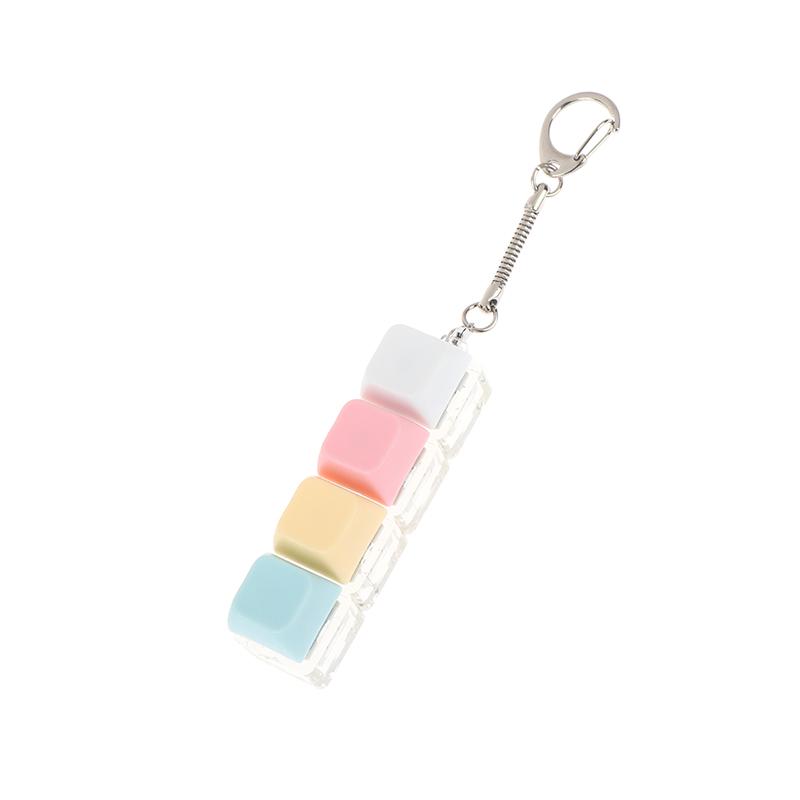 Macaron Color Keyboard Key Toy Diy Button Keycap Sensory Keychain Decompression Toys Mechanical 4Key Toy For Adult Gifts