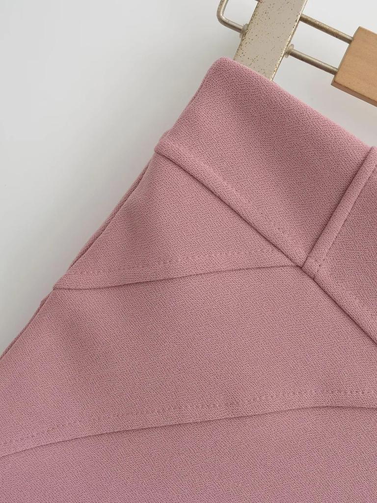 Koreanischer Midi-Rock mit hoher Taille: 3D-Patchwork, Hüftbetont, Herbst/Winter-Stil